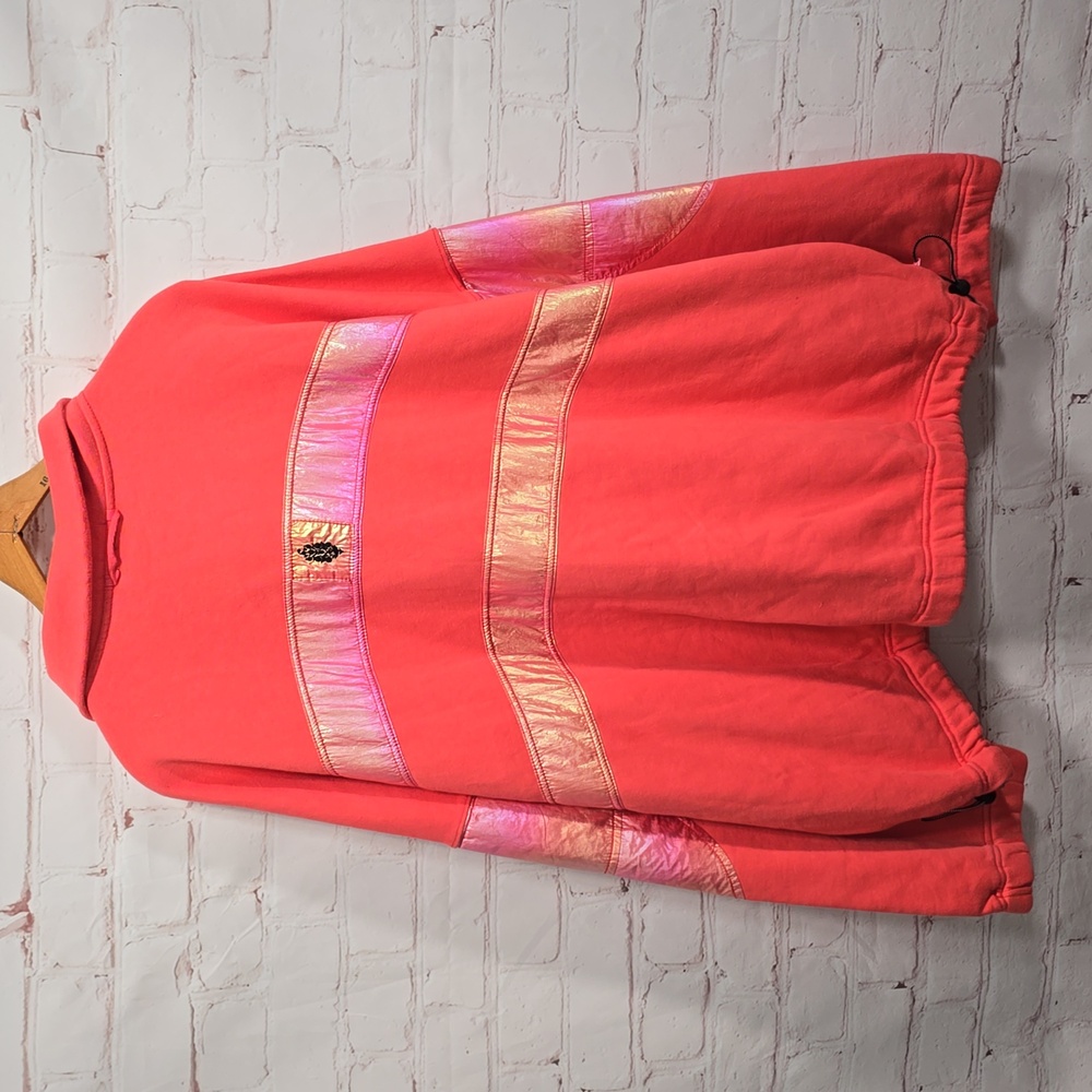 Free‎ People Oversized Away We Go Half Zip Pullover in Pink Hibiscus Size XL NWT - Picture 10 of 14